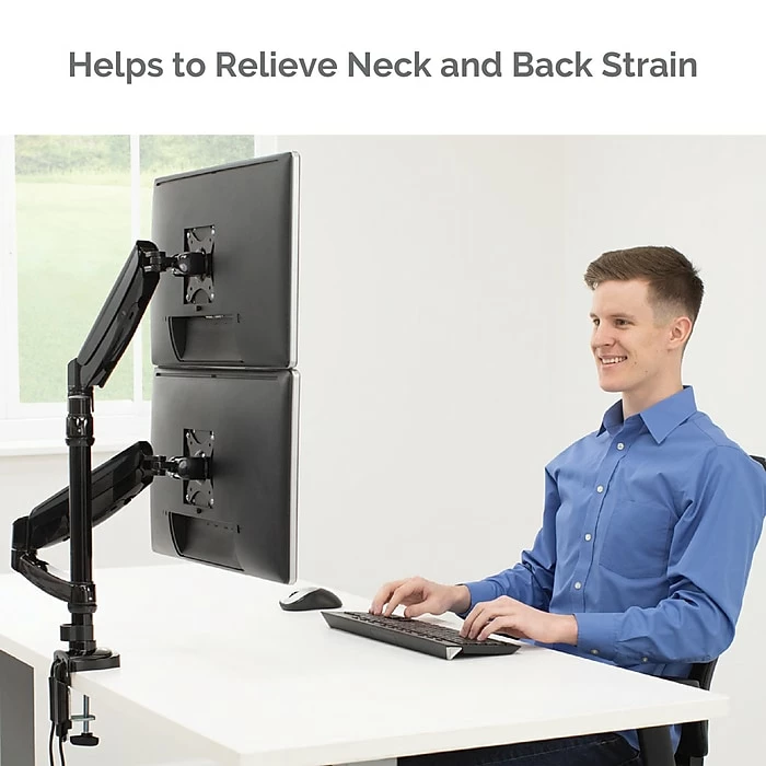 Fellowes Platinum Series Dual Stacking Adjustable Monitor Arm, Up To 32", Black (8043401) - Image 6