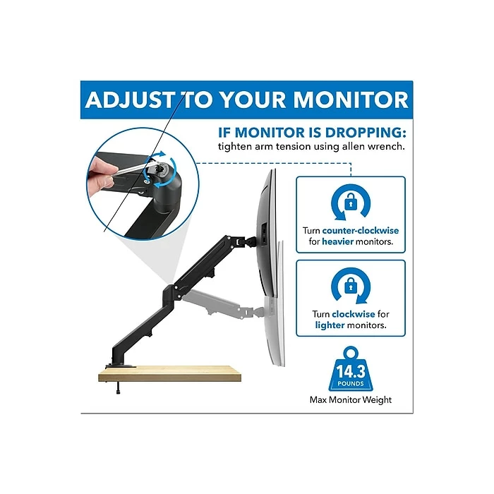Mount-It! Adjustable Monitor Arm, Up To 27", Black (MI-5762) - Image 5