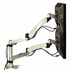 3M™ Dual Monitor Arm, Grab Monitor To Adjust Height, Tilt, Swivel, Rotate, Holds Monitors Up To 20 Lbs. And ≤27" (MA265S)