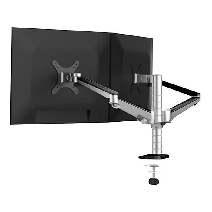Versa Tables Omniview Dual Adjustable Monitor Arm, Up To 27", Silver (VT6220002-01-00) - Image 2