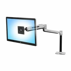 Ergotron LX Sit-Stand Desk Arm Adjustable Monitor, Up To 42", Polished Aluminum (45-360-026)