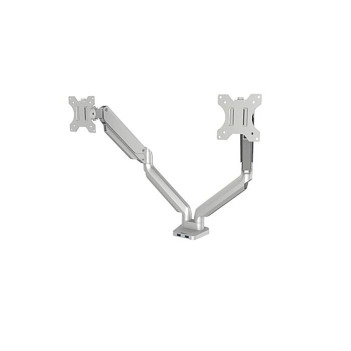 Fellowes Platinum Series Adjustable Dual Monitor Arm, Up To 32", Silver (8056501)