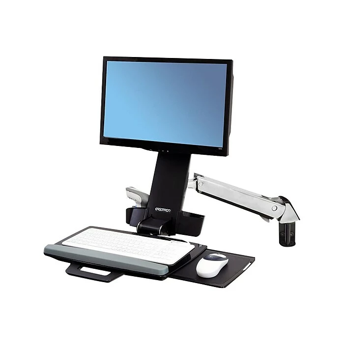 Ergotron StyleView Sit-Stand Combo Arm, Up To 24" Monitor, Polished Aluminum (45-266-026) - Image 3