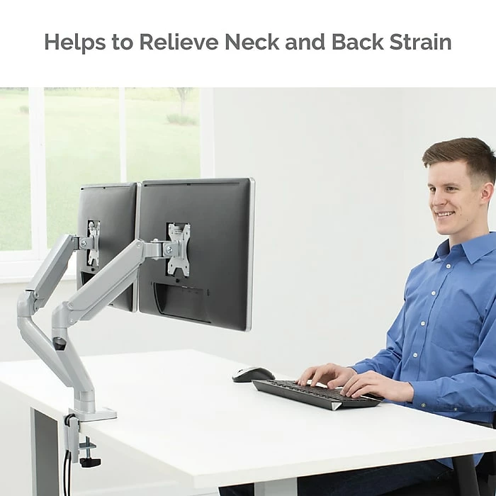 Fellowes Platinum Series Adjustable Dual Monitor Arm, Up To 32", Silver (8056501) - Image 6