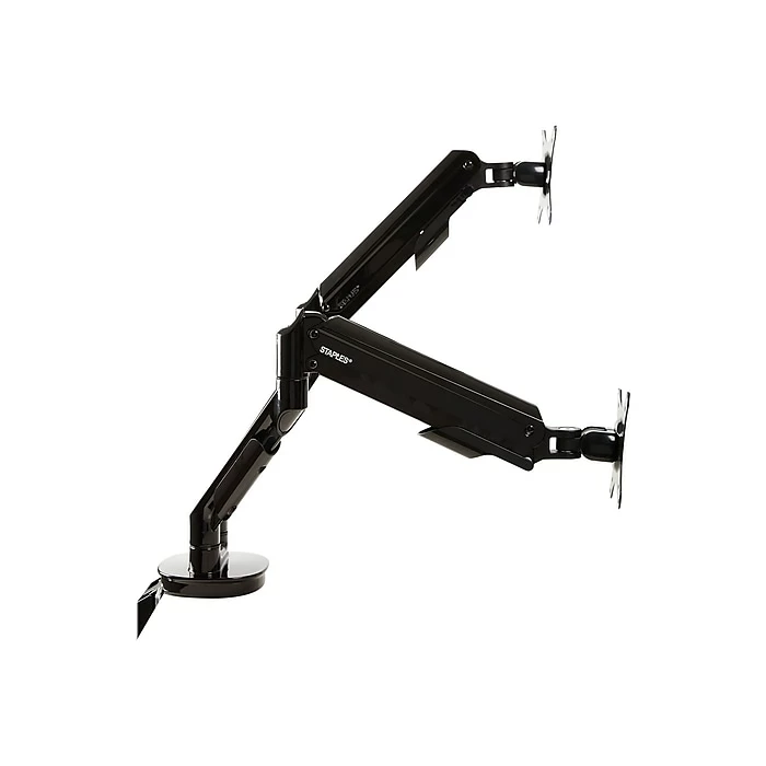 Staples Dual Monitor Arm, Up To 30" Monitors, Black (51729)