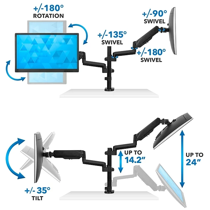 Mount-It! Dual Monitor Arm Desk Mount For 19"-32" Screens (MI-4762) - Image 6
