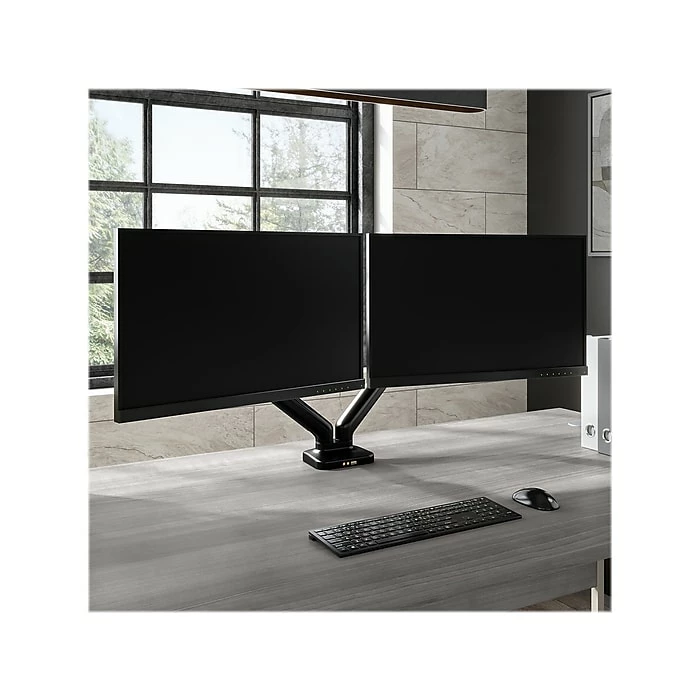 Bush Business Furniture Adjustable Dual Monitor Arm, 17"-32", Satin Black (AC99891-03) - Image 2
