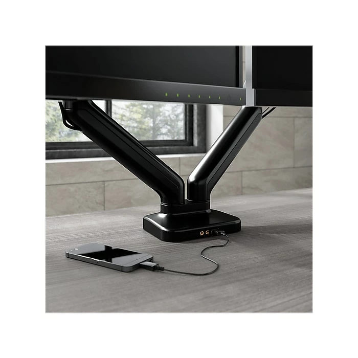 Bush Business Furniture Adjustable Dual Monitor Arm, 17"-32", Satin Black (AC99891-03) - Image 6