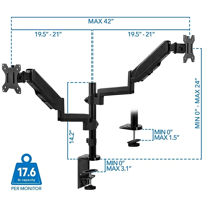 Mount-It! Dual Monitor Arm Desk Mount For 19"-32" Screens (MI-4762) - Image 7