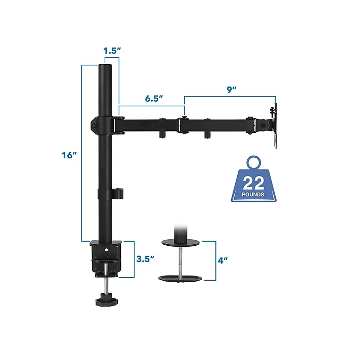 Mount-It! Mount It! Adjustable Monitor Mount, Up To 32", Black (MI-2751NB) - Image 8
