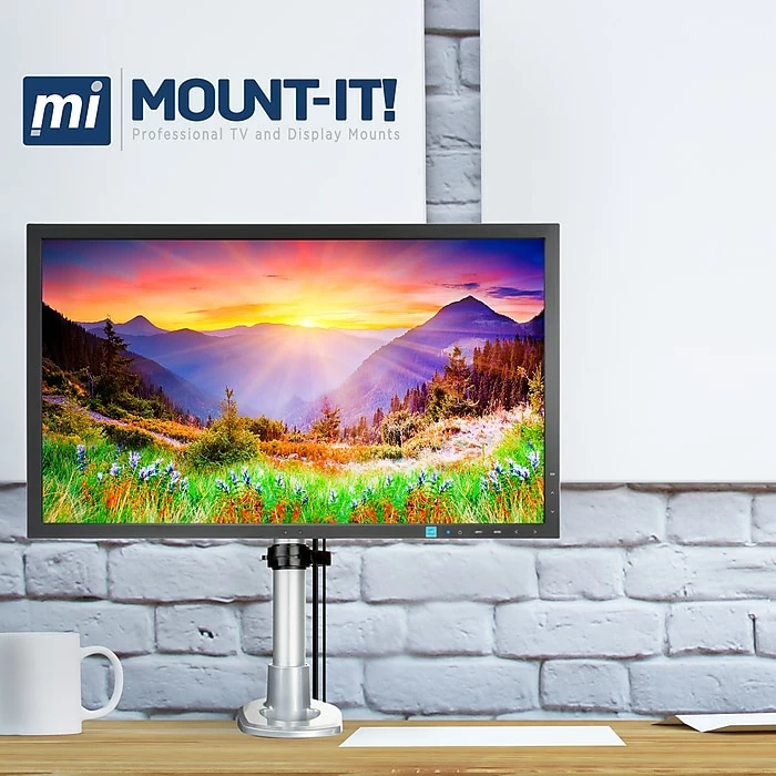 Mount-It! Modular Desk Mount Adjustable Monitor Arm, Up To 27" Monitors, Gray/Silver (MI-31111) - Image 2