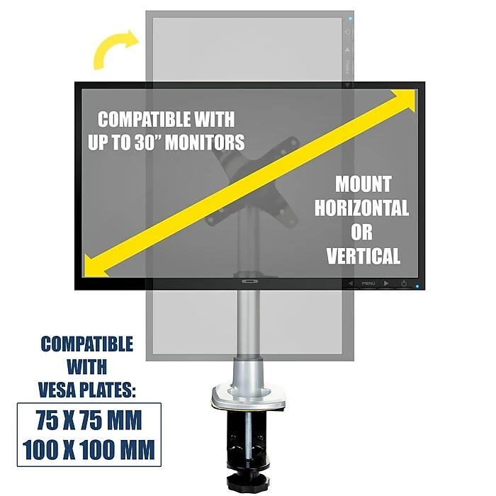 Mount-It! Modular Desk Mount Adjustable Monitor Arm, Up To 27" Monitors, Gray/Silver (MI-31111) - Image 7