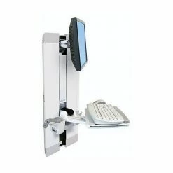 Ergotron StyleView Vertical Lift, Patient Room Adjustable Monitor Mounting Kit, Up To 24", White (60-609-216)
