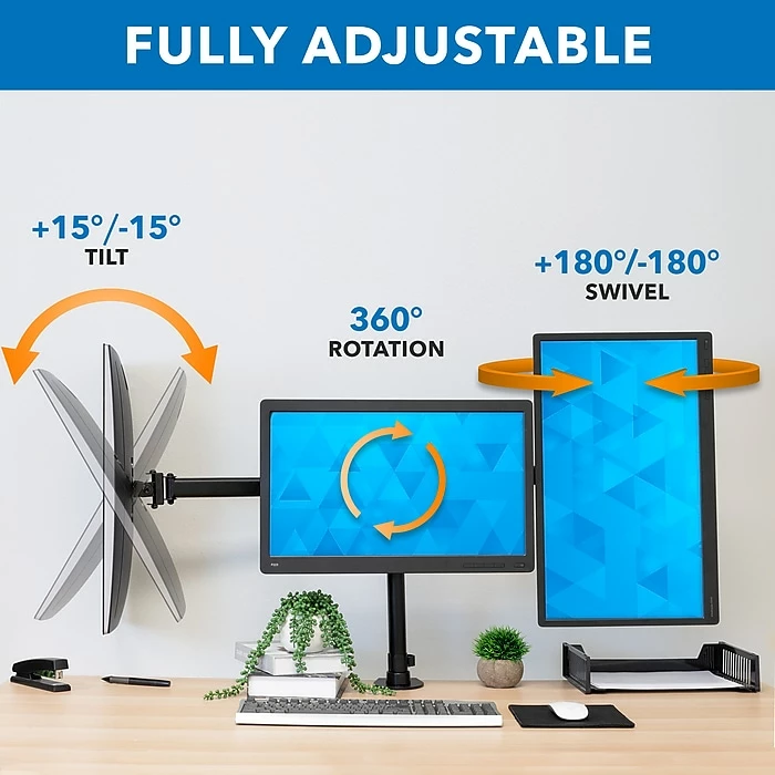 Mount-It! Triple Monitor Mount 3 Screen Desk Stand (MI-1753) - Image 3