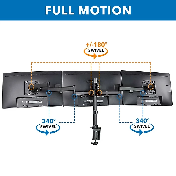 Mount-It! Triple Monitor Mount 3 Screen Desk Stand (MI-1753) - Image 5