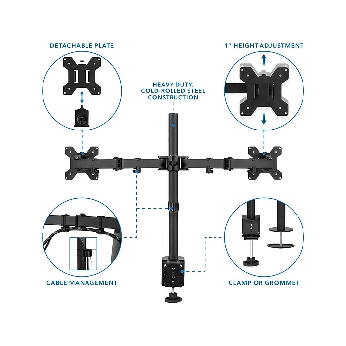 Mount-It! Mount-lt! Adjustable Full Motion Monitor Arm Mount, Up To 32" Monitor, Black (MI-2752L) - Image 4