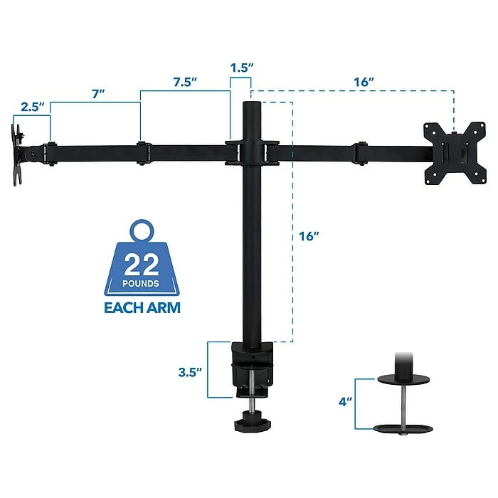 Mount-It! Mount-lt! Adjustable Full Motion Monitor Arm Mount, Up To 32" Monitor, Black (MI-2752L) - Image 5