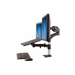 StarTech Single-Monitor Arm - Laptop Tray - One-Touch Height Adjustment Adjustable Monitor Mount, Up To 27", Black (ARMUNONB)