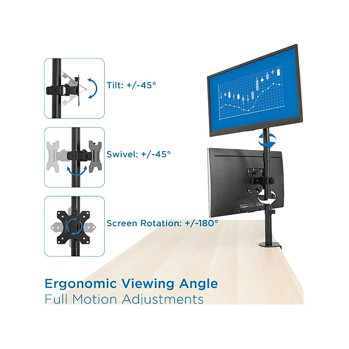 Mount-It! Mount-lt! Adjustable Monitor Mount, Up To 32" Monitor, Black (MI-1768) - Image 4