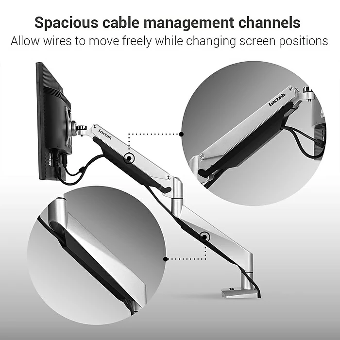 Loctek Adjustable Monitor Mount, Up To 27", Gray/Silver (D7A) - Image 5