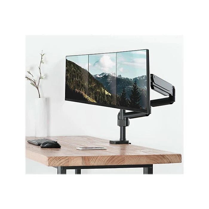 Mount-It! Adjustable Triple Monitor Mount With Gas Spring Arms, Up To 27", Black (MI-4753B) - Image 3
