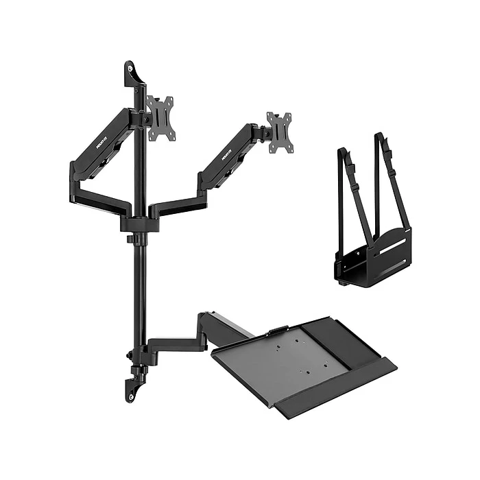 Mount-It! Adjustable Dual-Monitor Wall Mount Workstation, Up To 32", Black (MI-7992)