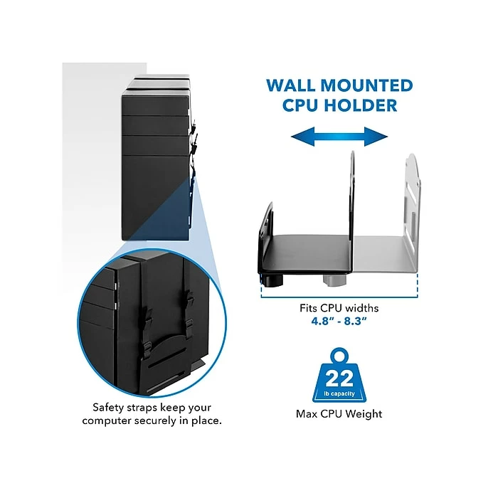 Mount-It! Adjustable Dual-Monitor Wall Mount Workstation, Up To 32", Black (MI-7992) - Image 6